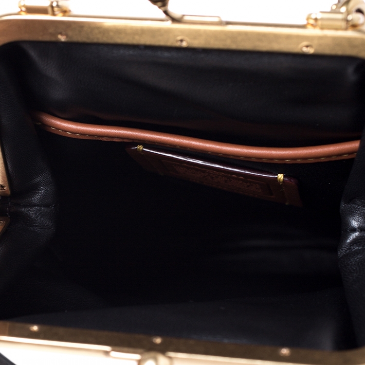 Pre Owned Coach Multicolor Patch Leather and Calfhair Kiss Lock Clutch