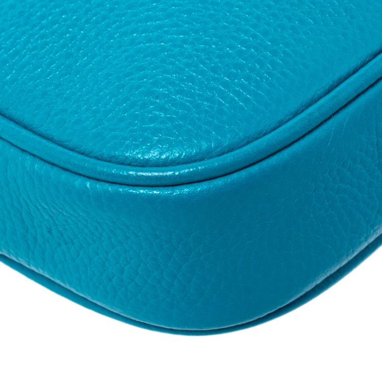 Pre Owned Coach Turquoise Pebbled Leather Sadie Crossbody Bag