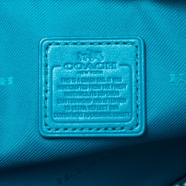 Pre Owned Coach Turquoise Pebbled Leather Sadie Crossbody Bag