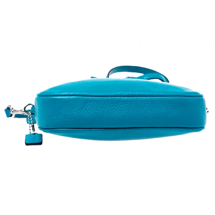 Pre Owned Coach Turquoise Pebbled Leather Sadie Crossbody Bag