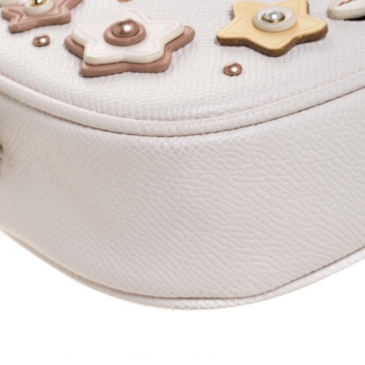 Pre Owned Coach Off White Leather Double Zip Star Camera Crossbody Bag