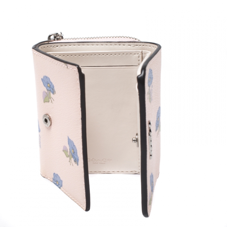 Pre Owned Coach Multicolor Bell Flower Print Coated Canvas Trifold Wallet