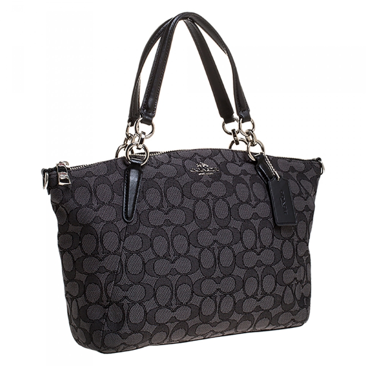 Pre Owned Coach Black Monogram Canvas Small Kelsey Satchel