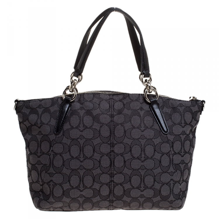 Pre Owned Coach Black Monogram Canvas Small Kelsey Satchel