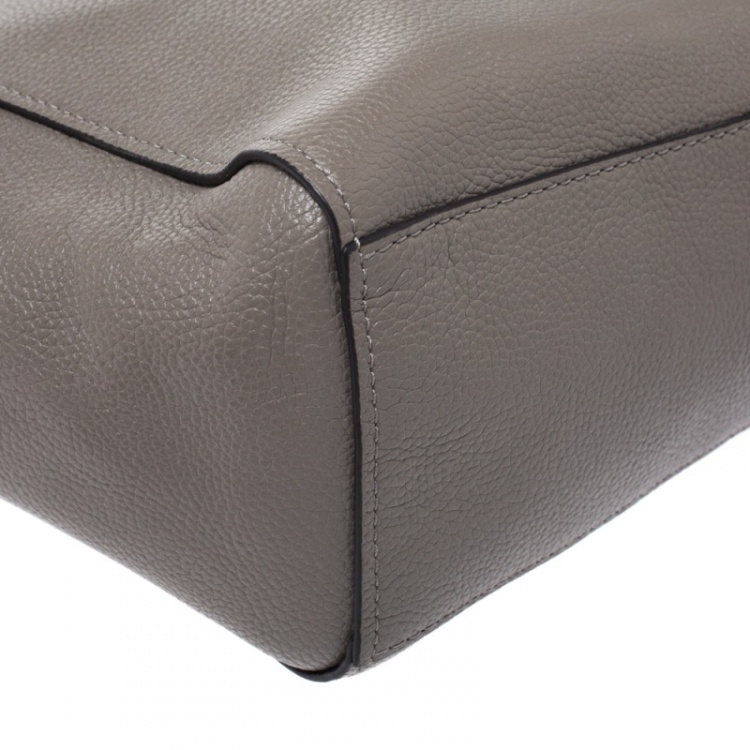 Pre Owned Coach Grey Leather Turnlock Tote