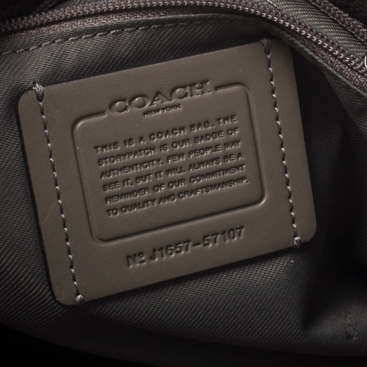 Pre Owned Coach Grey Leather Turnlock Tote
