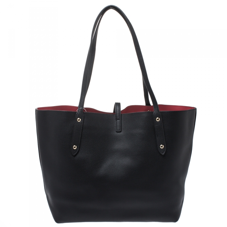 Pre Owned Coach Black Pebbled Leather Market Tote