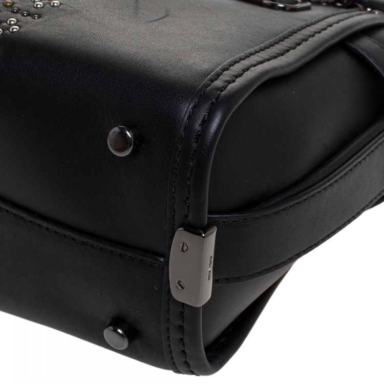 Pre Owned Coach Black Leather Swagger Studded Tote