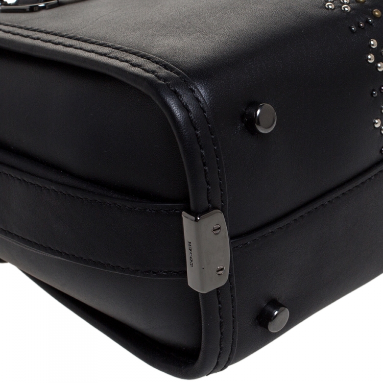 Pre Owned Coach Black Leather Swagger Studded Tote
