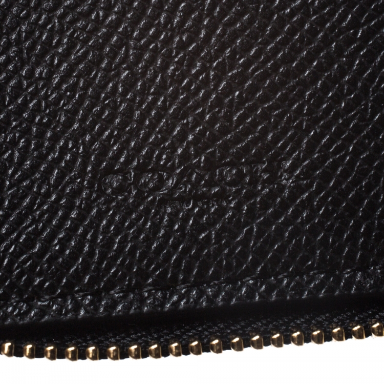 Pre Owned Coach Black Leather Accordion Zip Around Wallet