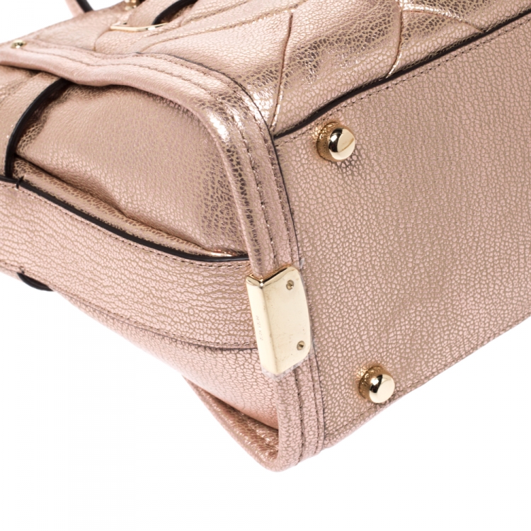 Pre Owned Coach Rose Gold Quilted Leather Swagger 27 Carryall Satchel