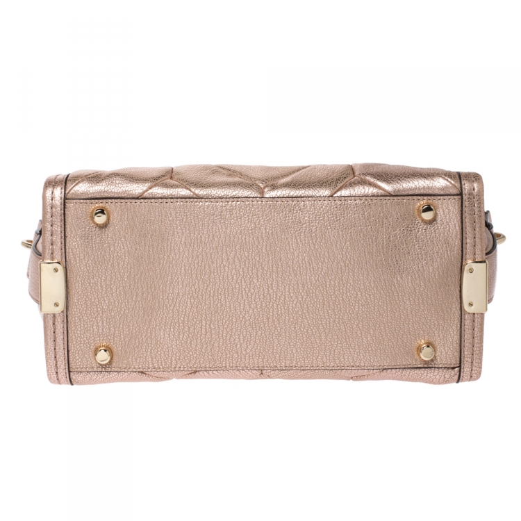 Pre Owned Coach Rose Gold Quilted Leather Swagger 27 Carryall Satchel
