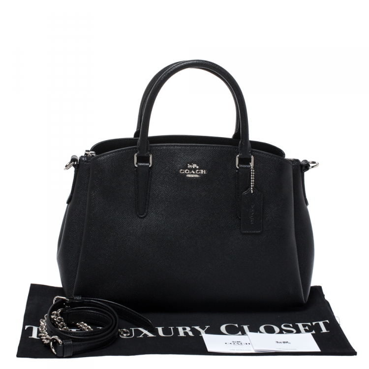 Pre Owned Coach Black Leather Sage Carryall Satchel