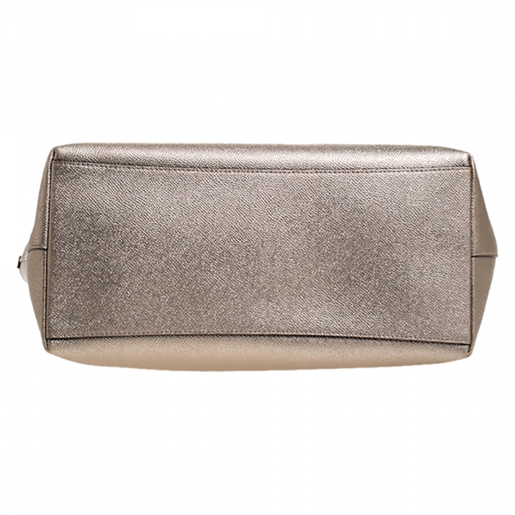 Pre Owned Coach Rose Platinum Leather Avenue Tote