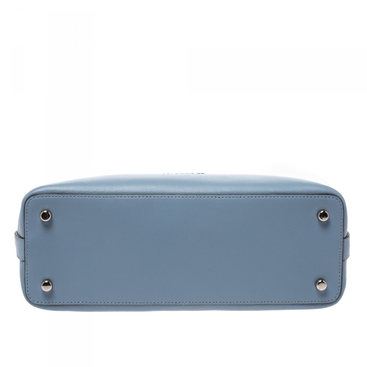 Pre Owned Coach Blue/Black Lizard Embossed Leather Mini Sierra Satchel