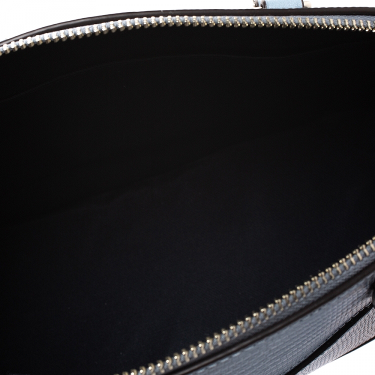 Pre Owned Coach Blue/Black Lizard Embossed Leather Mini Sierra Satchel