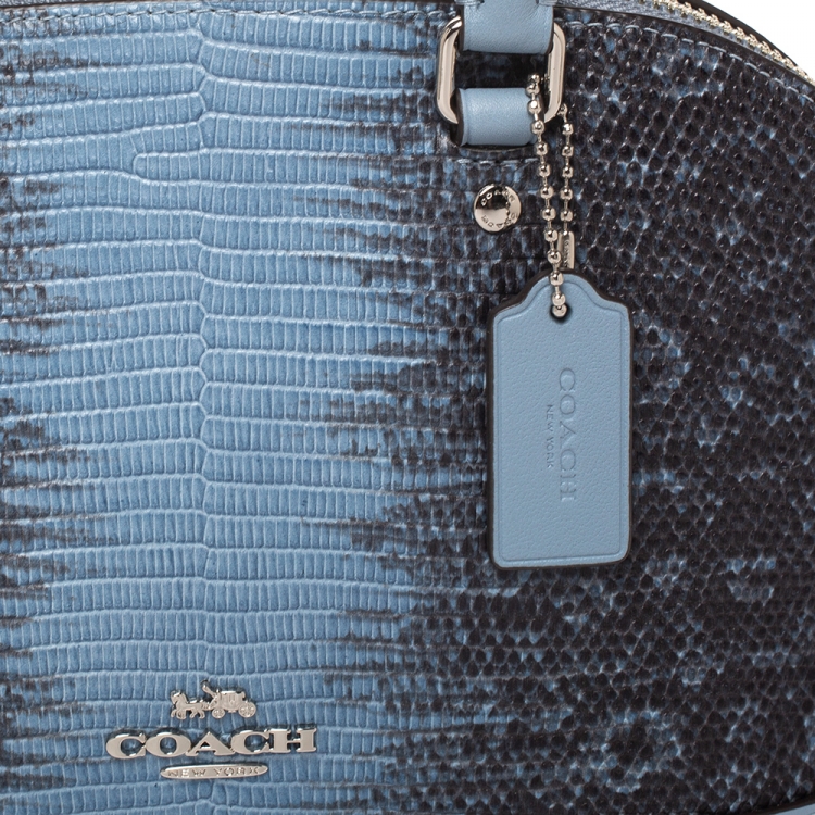 Pre Owned Coach Blue/Black Lizard Embossed Leather Mini Sierra Satchel