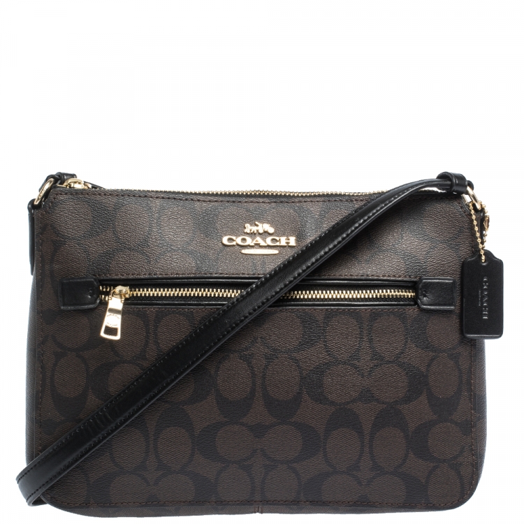 Coach Brown Signature Coated Canvas Crossbody Bag Coach