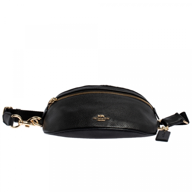 Pre Owned Coach Black Pebbled Leather Belt Bag