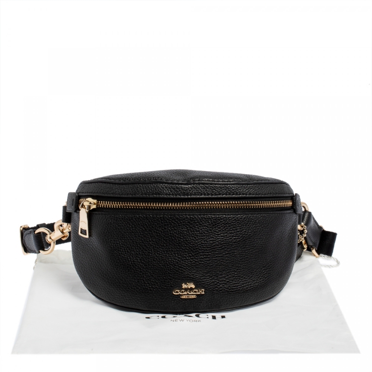 Pre Owned Coach Black Pebbled Leather Belt Bag