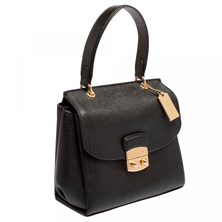 Pre Owned Coach Black Leather Avary Top Handle Bag