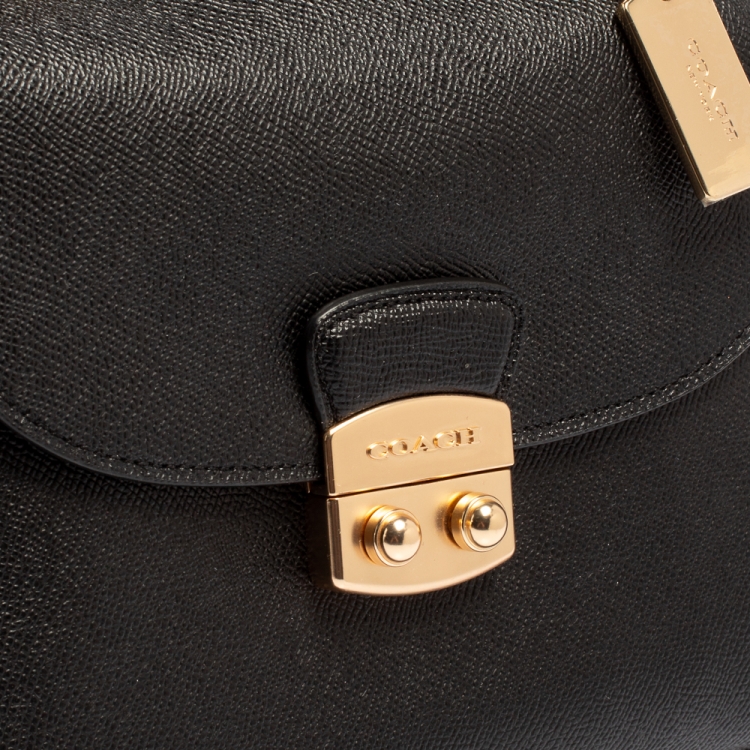 Pre Owned Coach Black Leather Avary Top Handle Bag