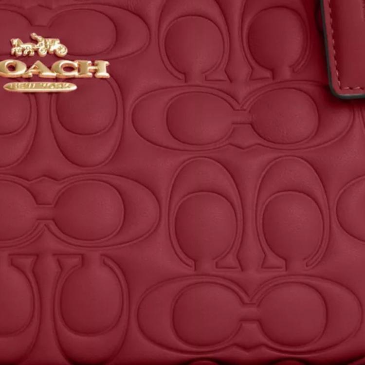 Pre Owned Coach Red Signature Leather Teri Shoulder Bag