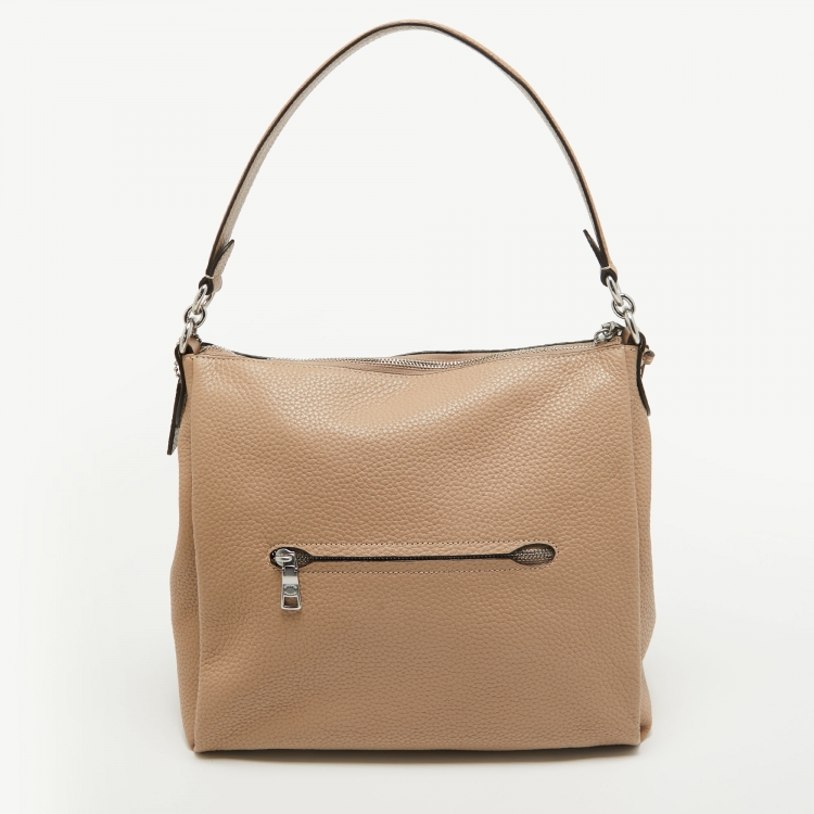 Pre Owned Coach Beige Leather Shay Shoulder Bag