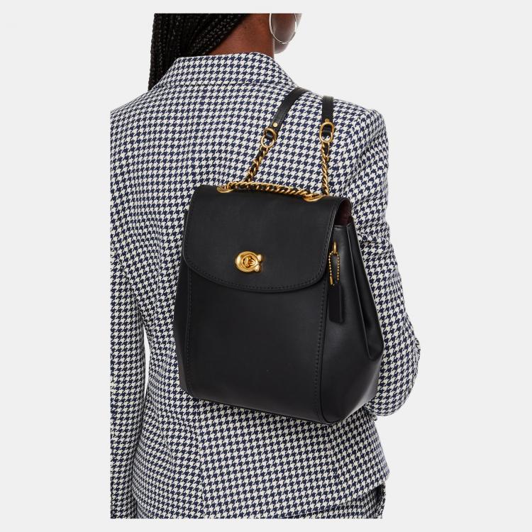 Pre Owned Coach Leather Convertible Twist Lock Backpack
