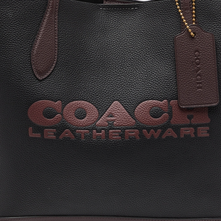 Pre Owned Coach Black/Burgundy Leather Kia Tote