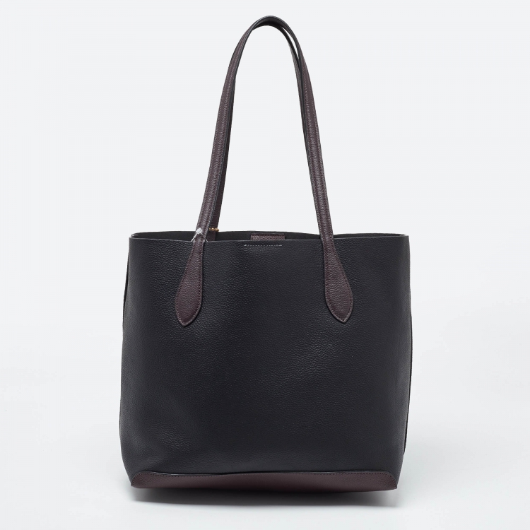 Pre Owned Coach Black/Burgundy Leather Kia Tote