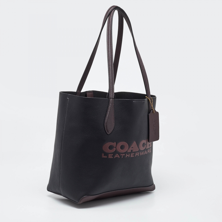 Pre Owned Coach Black/Burgundy Leather Kia Tote