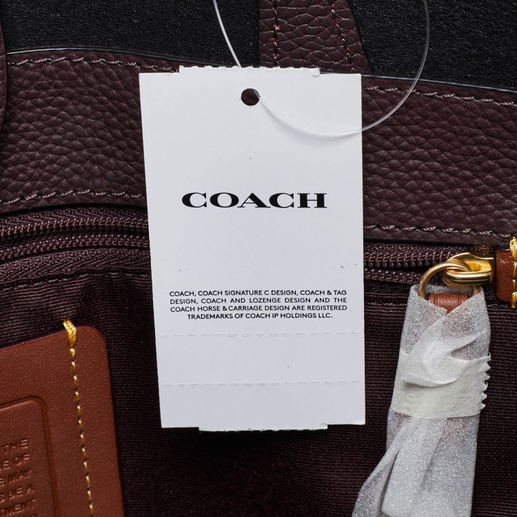 Pre Owned Coach Black/Burgundy Leather Kia Tote