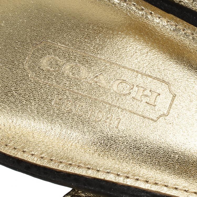 Pre Owned Coach Black Leather Bianca Platform Sandals Size 39.5