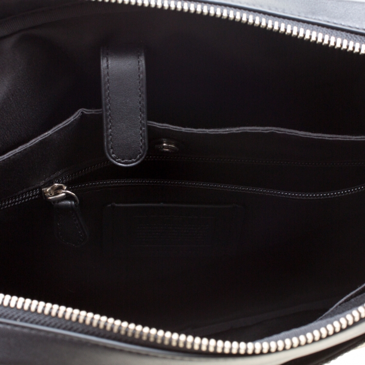 Pre Owned Coach Black Signature Canvas and Leather Slim Laptop Bag