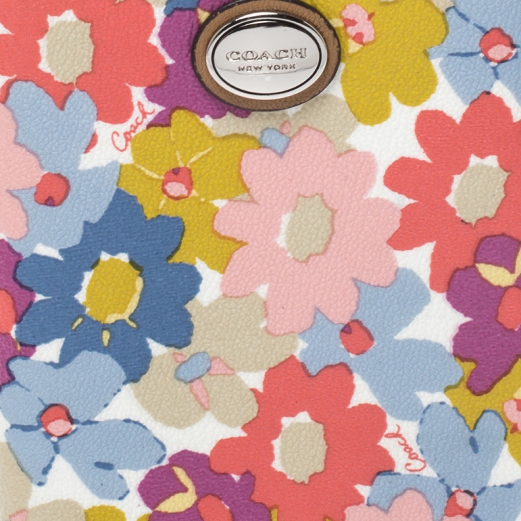 Pre Owned Coach Multicolor Floral Coated Canvas Passport Holder