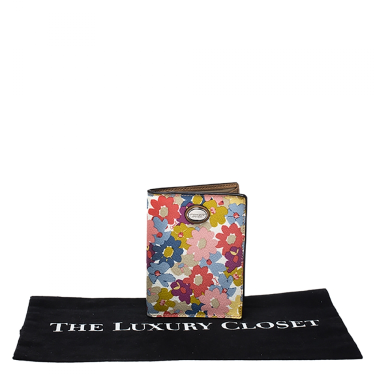 Pre Owned Coach Multicolor Floral Coated Canvas Passport Holder