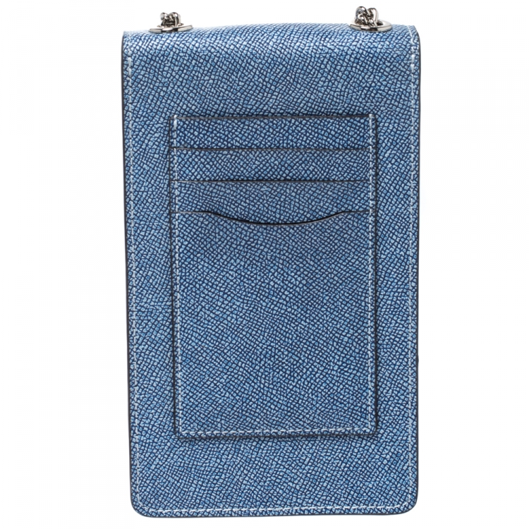 Pre Owned Coach Blue Leather Crossbody Phone Pouch