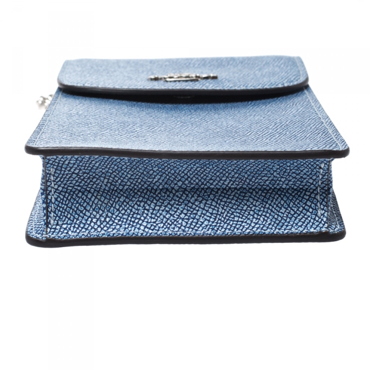 Pre Owned Coach Blue Leather Crossbody Phone Pouch