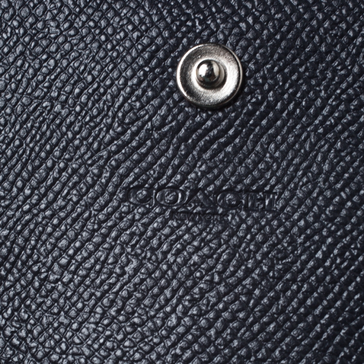 Pre Owned Coach Blue Leather Crossbody Phone Pouch