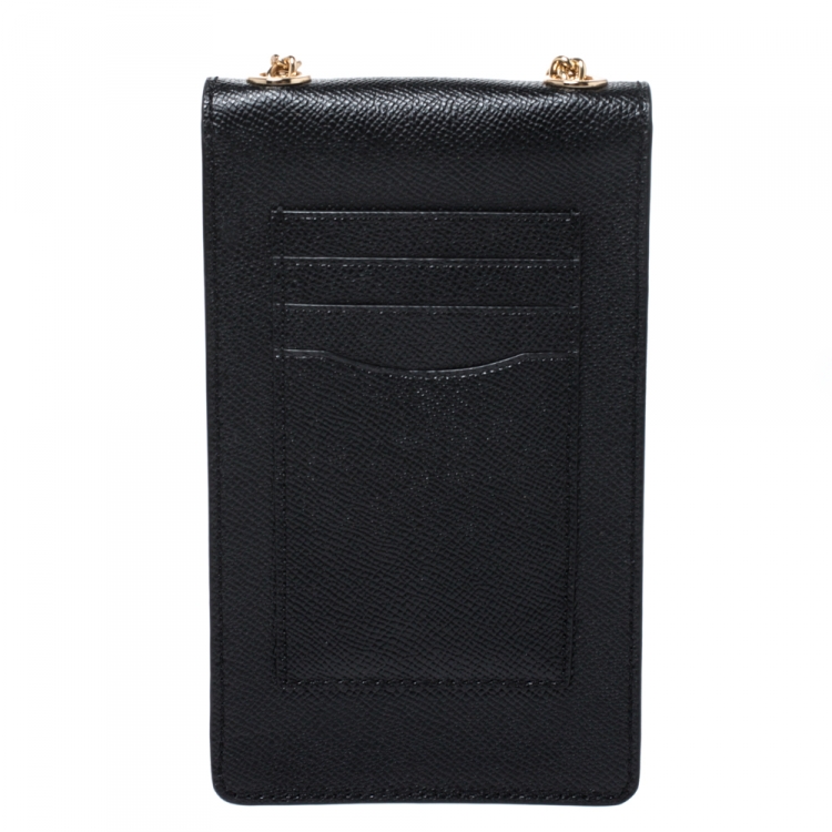 Pre Owned Coach Black Leather Crossbody Phone Pouch