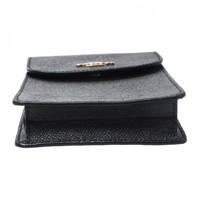 Pre Owned Coach Black Leather Crossbody Phone Pouch