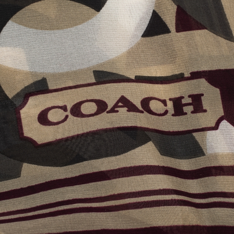 Pre Owned Coach Multicolor Interlocking Modern C Logo Print Silk Scarf 