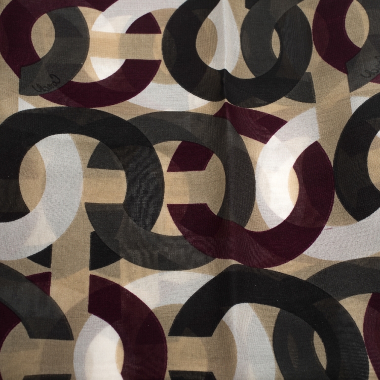 Pre Owned Coach Multicolor Interlocking Modern C Logo Print Silk Scarf 