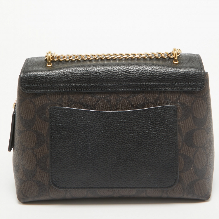 مملوكة مسبقًا Coach Black/Brown Signature Coated Canvas and Leather Tammie Shoulder Bag
