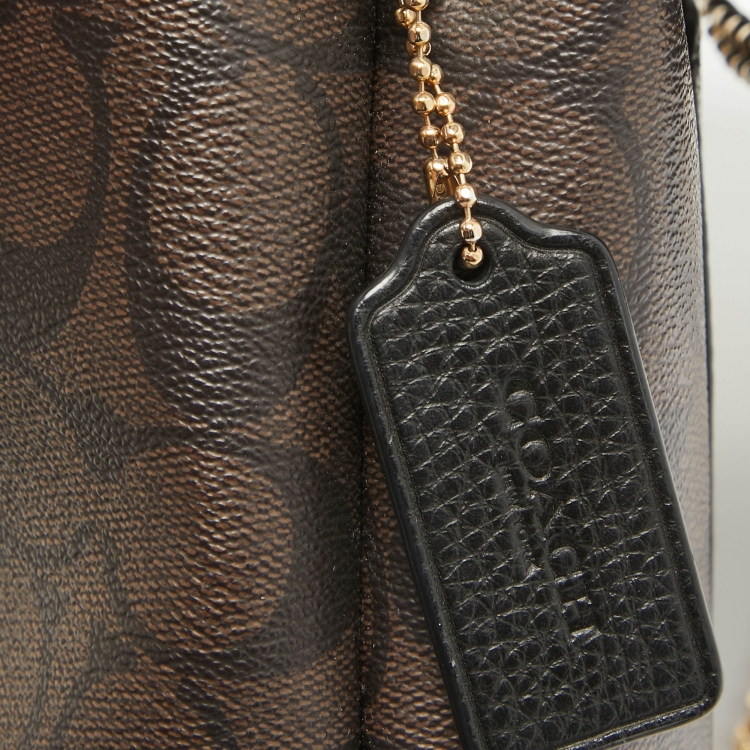 مملوكة مسبقًا Coach Black/Brown Signature Coated Canvas and Leather Tammie Shoulder Bag