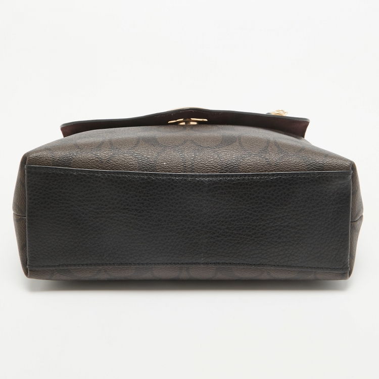 مملوكة مسبقًا Coach Black/Brown Signature Coated Canvas and Leather Tammie Shoulder Bag