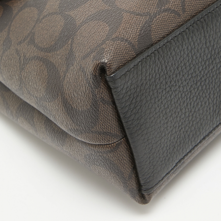مملوكة مسبقًا Coach Black/Brown Signature Coated Canvas and Leather Tammie Shoulder Bag