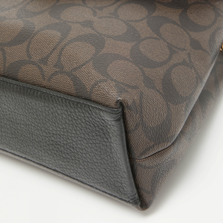 مملوكة مسبقًا Coach Black/Brown Signature Coated Canvas and Leather Tammie Shoulder Bag