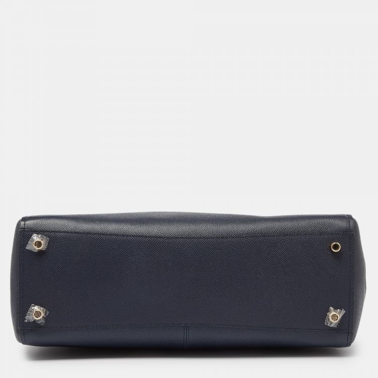 Pre Owned Coach Navy Blue Leather Stanton Carryall Tote 